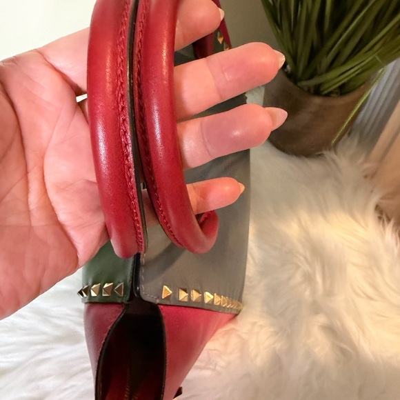 Valentino Pink and Green Studded Satchel - Picture 4 of 6